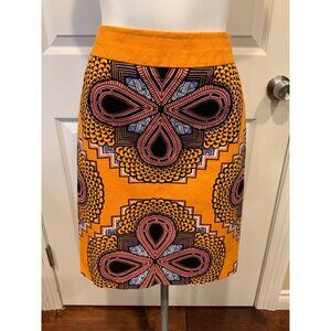 Maeve Yellow Geometric Sunburst Print Pencil Skirt, Size 4 (US)